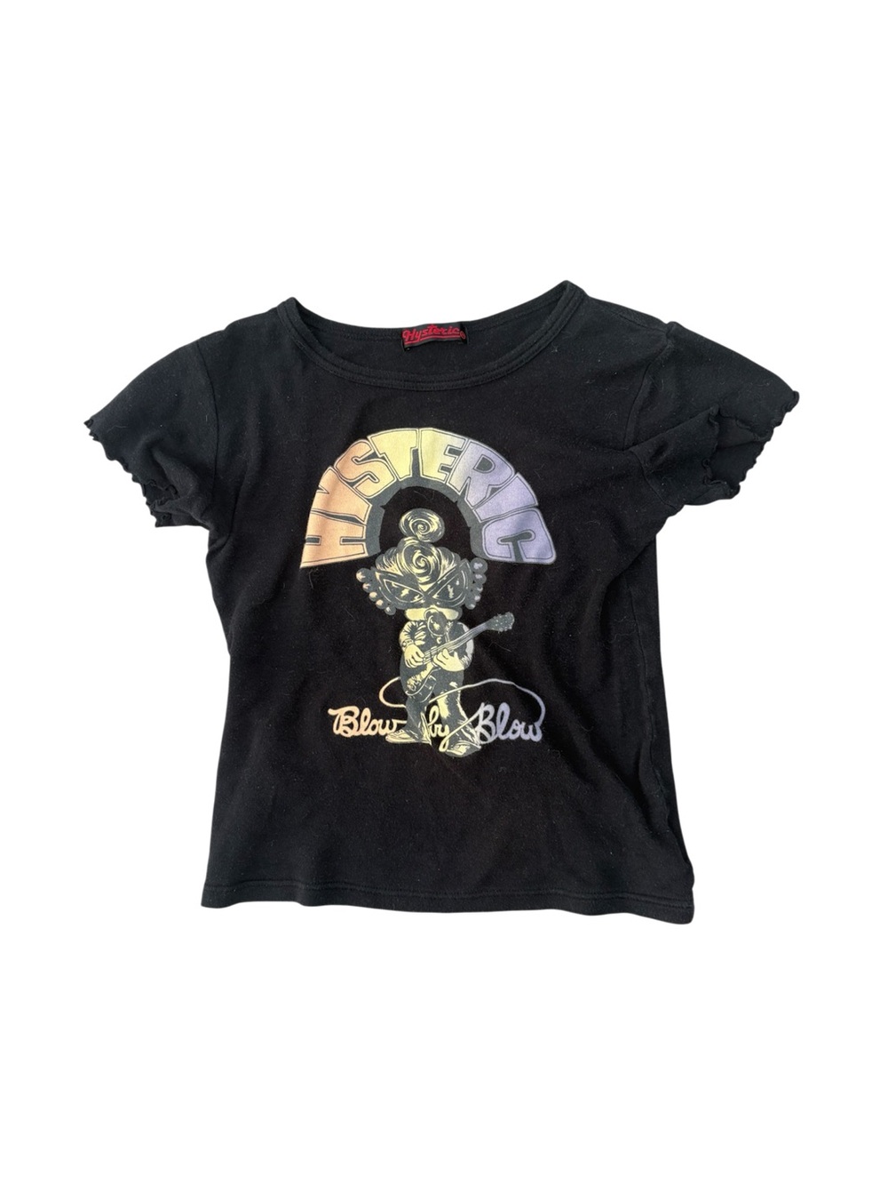 Hysteric Glamour Black Tee with Pastel Rainbow Graphic